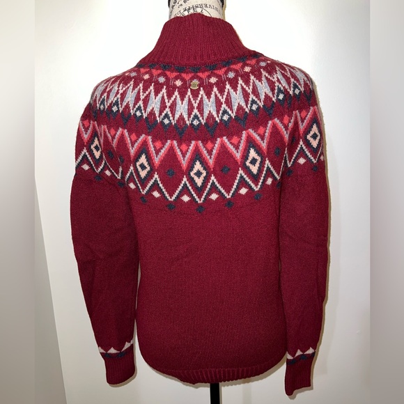 Sherpa Adventure Gear Fair Isle Turtleneck Sweater/Red Nordic Knit/Size Small - Picture 5 of 13